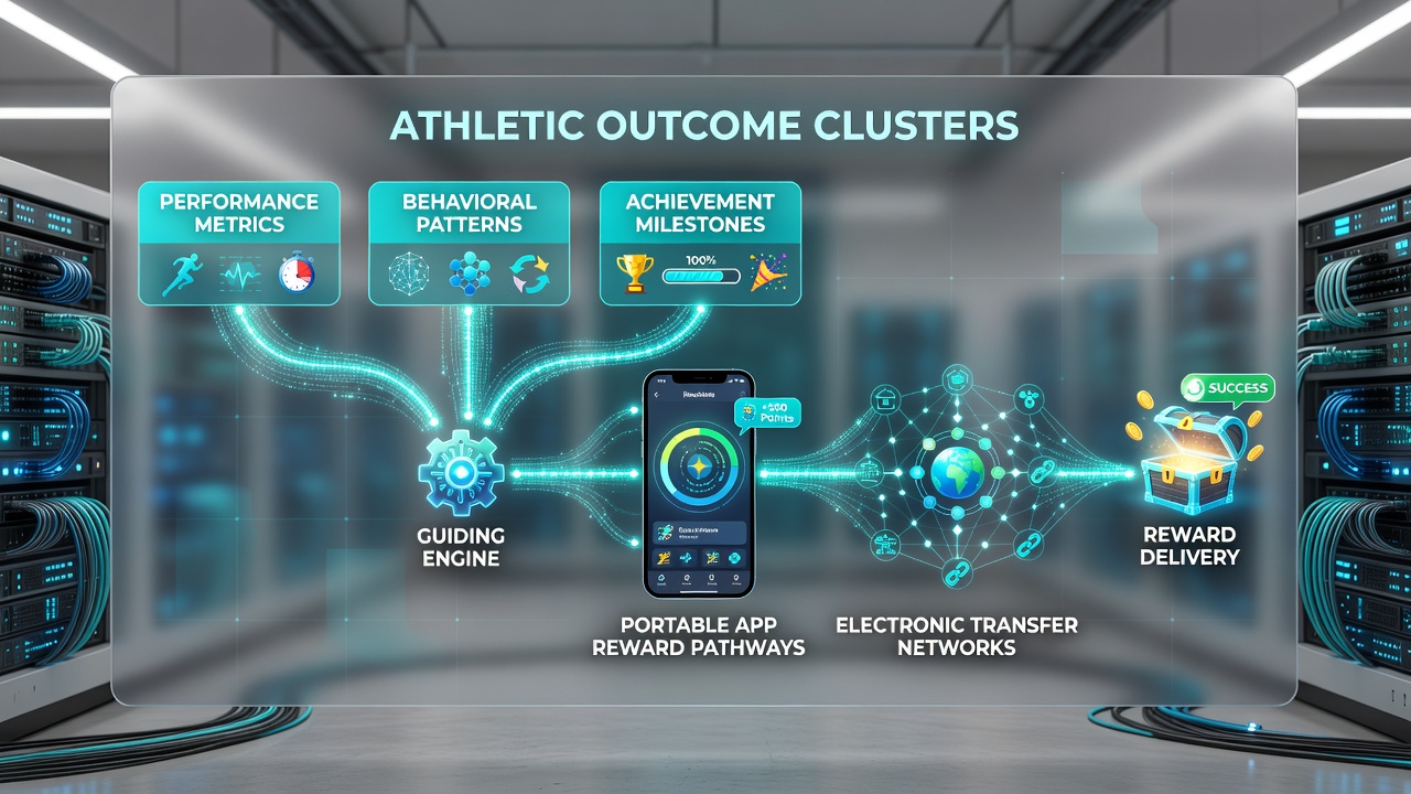 Electronic transfer networks linking sports data clusters to mobile app reward pathways