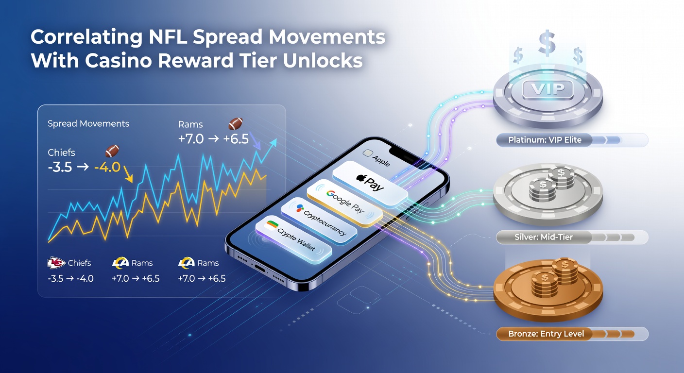 Mobile screen showing NFL spread data alongside casino reward dashboard on a digital wallet app