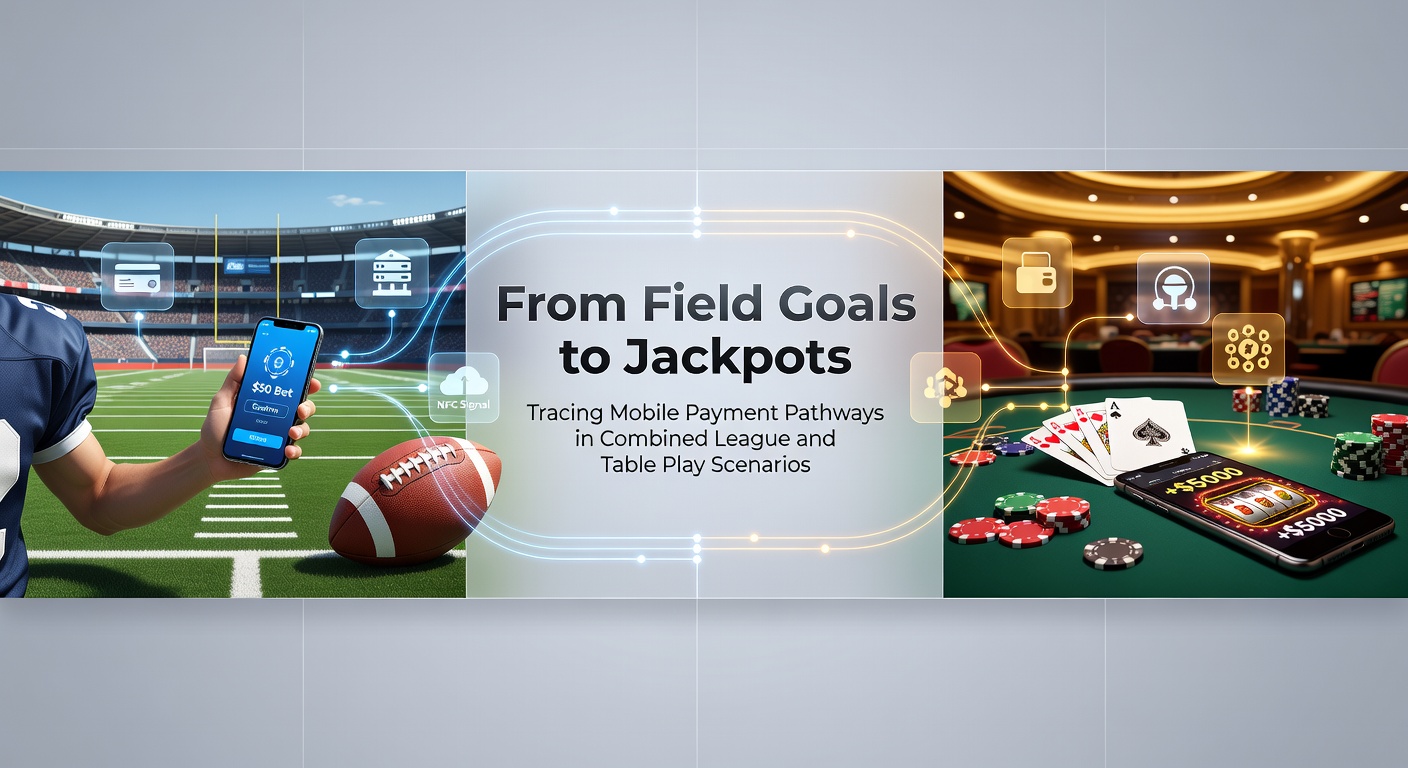 Illustration of mobile payment flows connecting sports betting and casino table games on portable devices