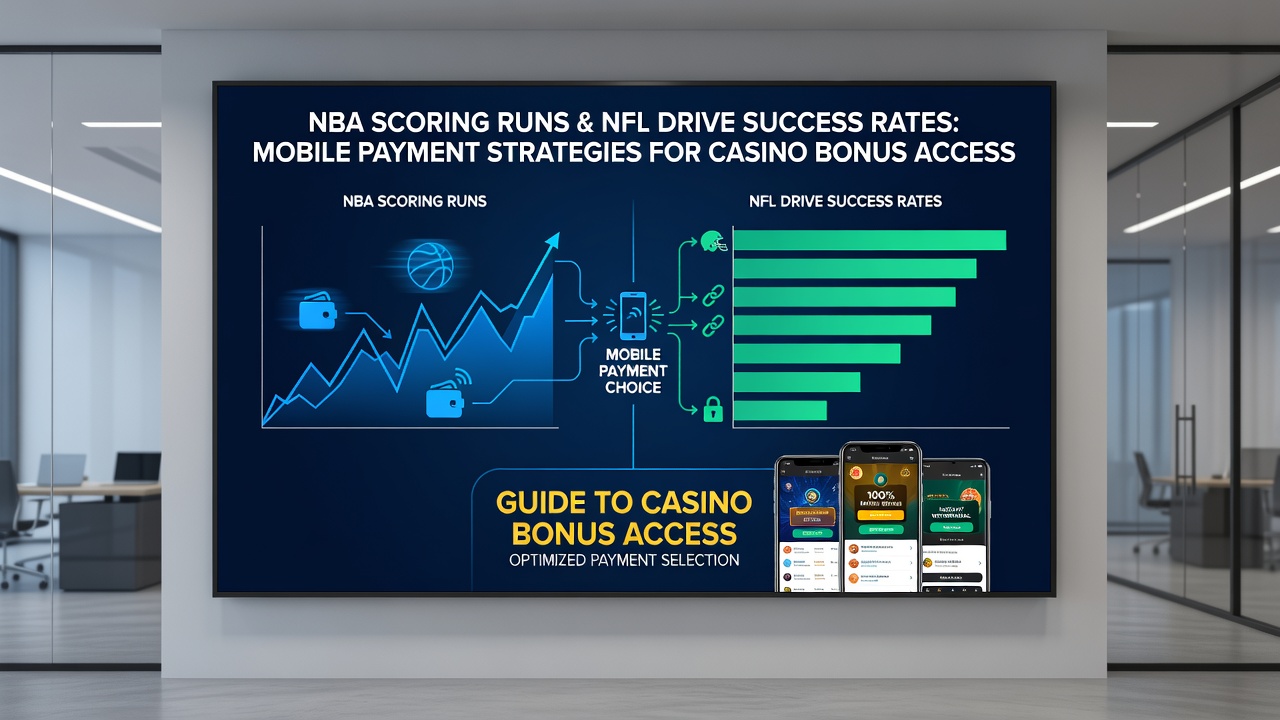 Illustration of NFL drive statistics guiding mobile payment flows to casino bonus features
