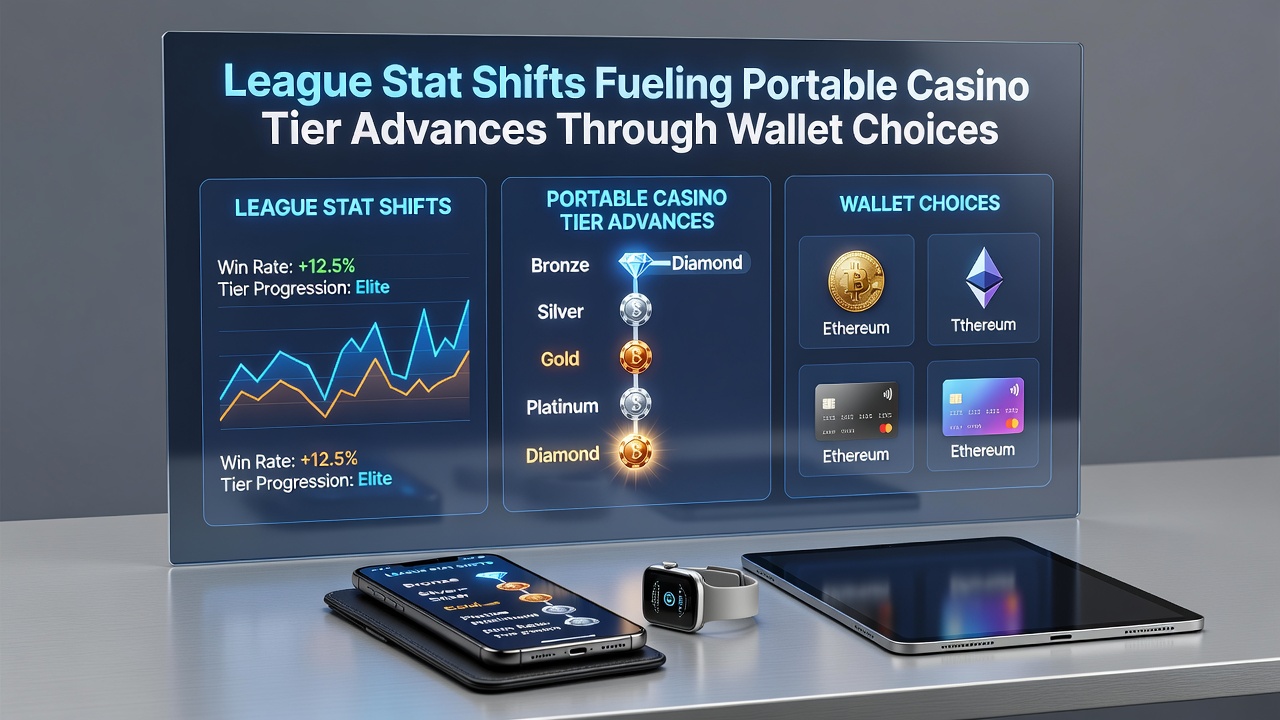 Dashboard view of casino tier levels advancing alongside live NFL and NBA statistics via digital wallet transactions