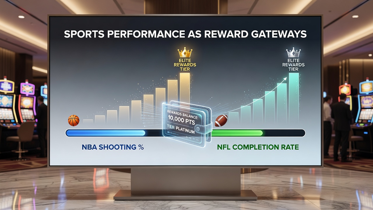 Dashboard view of NFL completion rates triggering casino tier rewards on a mobile device