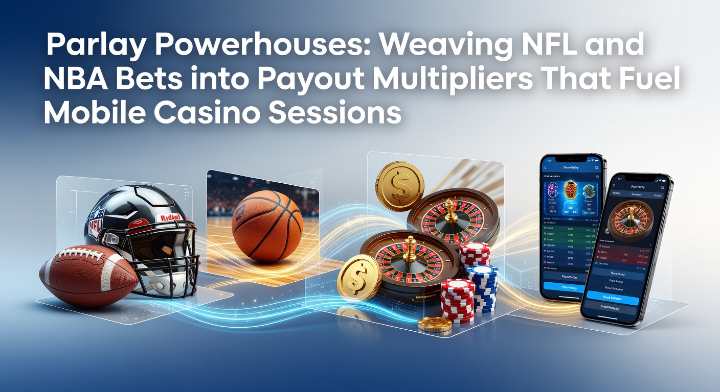 Dynamic mobile screen showing intertwined NFL parlay bets and NBA odds boosting casino play