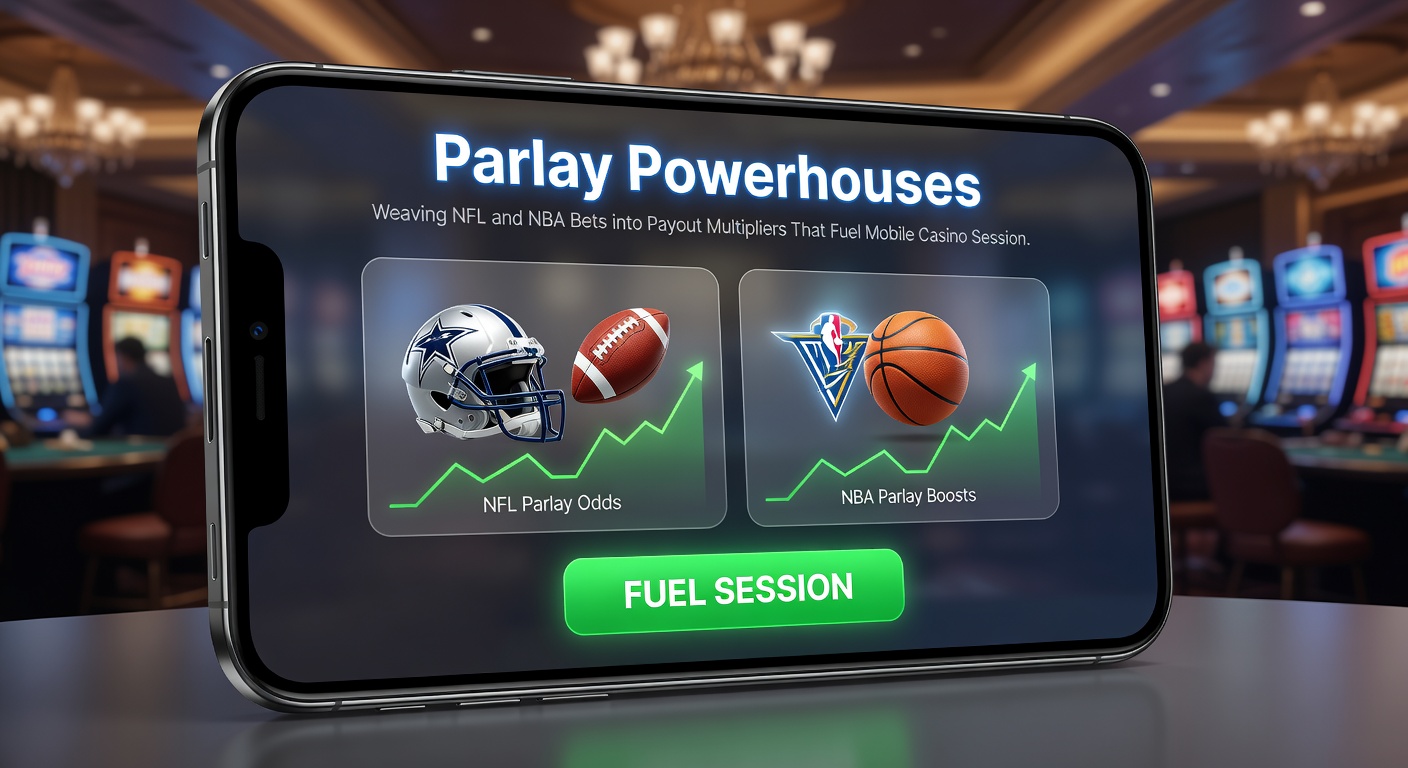 Payout multiplier chart illustrating NFL-NBA parlay growth transitioning to mobile casino spins
