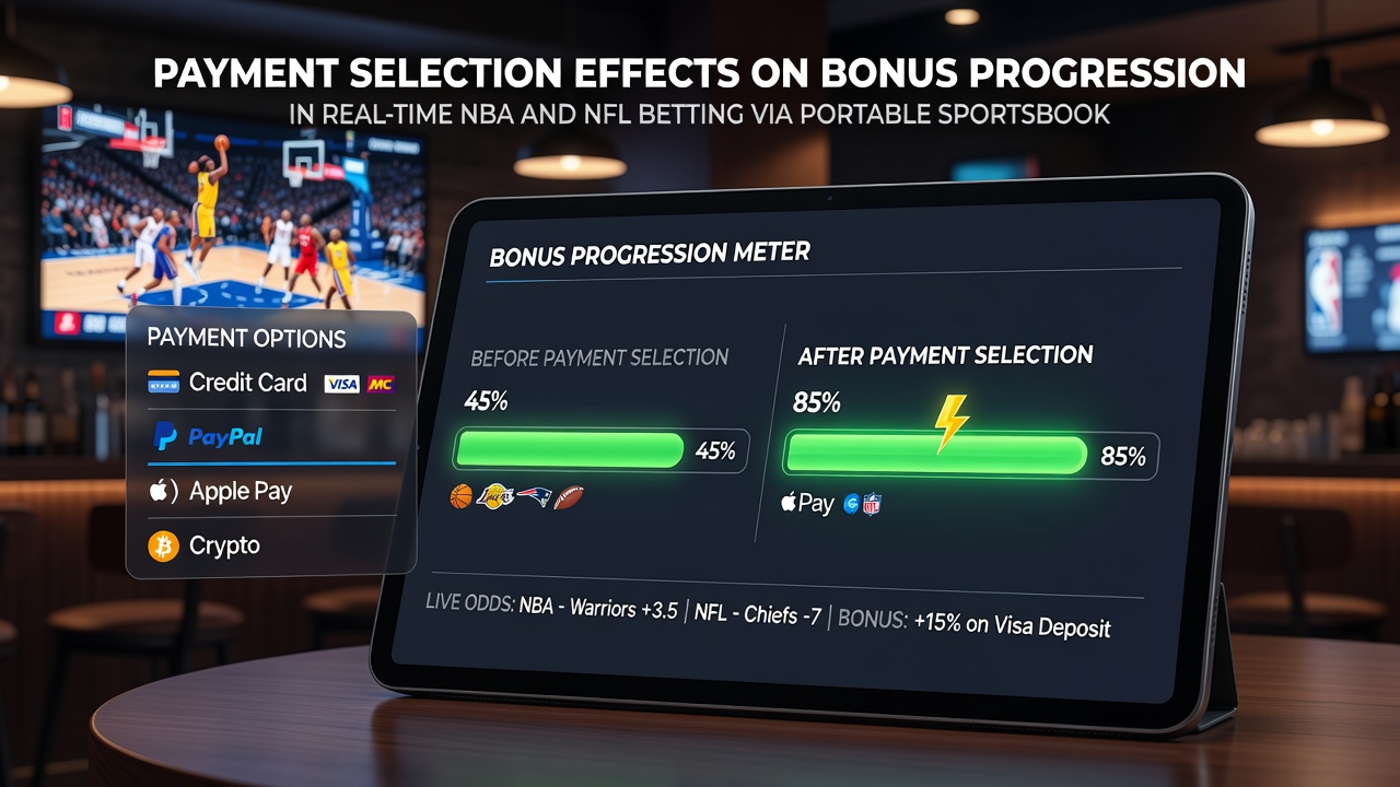 Graph showing bonus progression rates based on different payment methods in NFL and NBA live betting