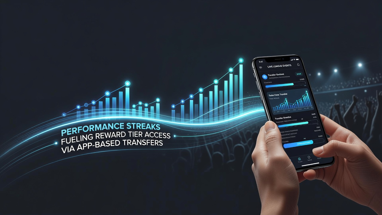 Visualization of performance streaks in NBA and NFL live events connecting to mobile reward systems