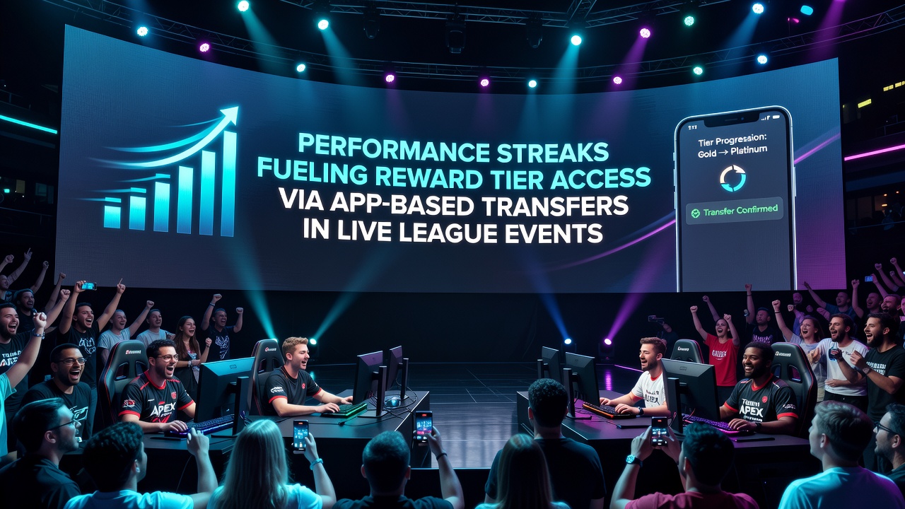 Mobile app interface showing streak tracking and reward tier advancement during live league events