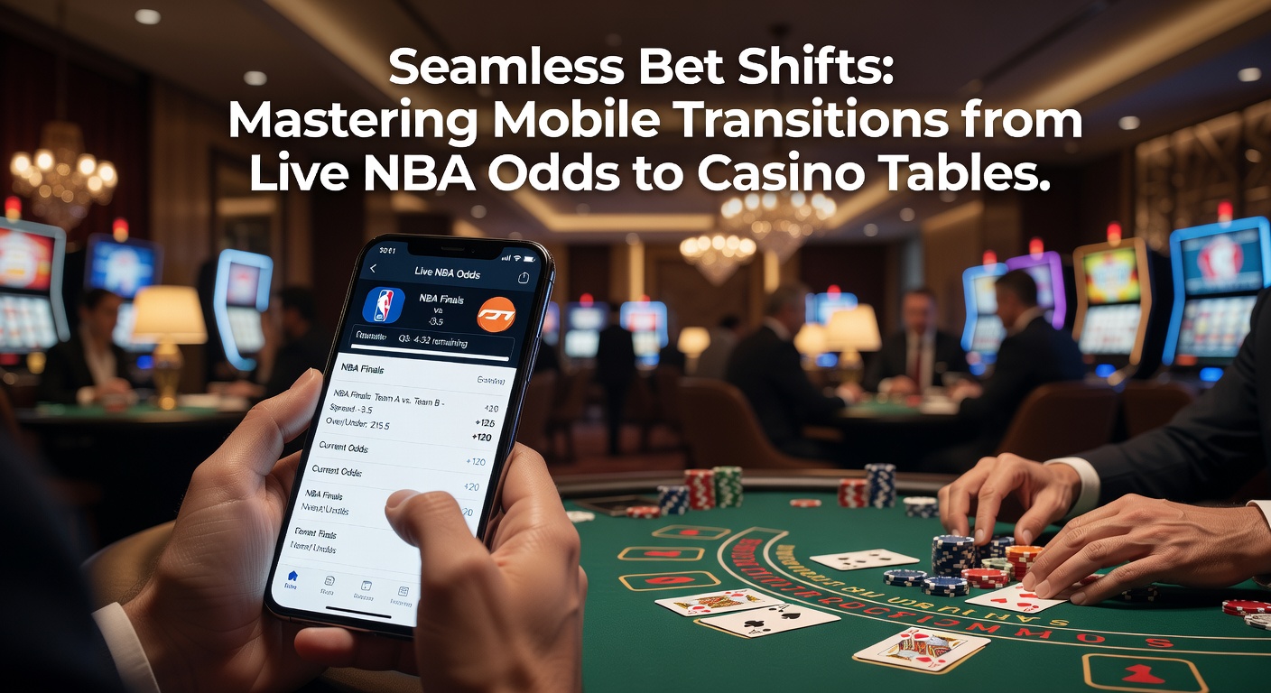 Smartphone screen showing live NBA odds shifting seamlessly to a casino blackjack table on a sports betting app
