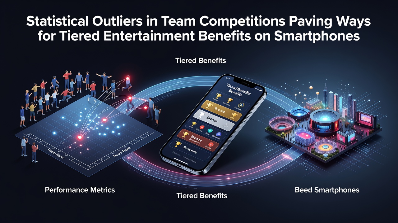 Statistical outliers in team competitions visualized through mobile entertainment interfaces showing tier progression charts